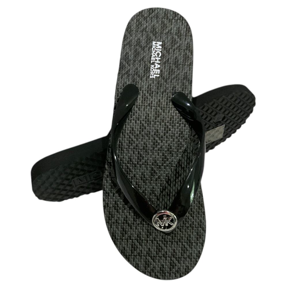 NWT MICHAEL KORS WOMEN'S BLACK FLIP FLOPS SANDALS SIZE 6 7 8 9 10
